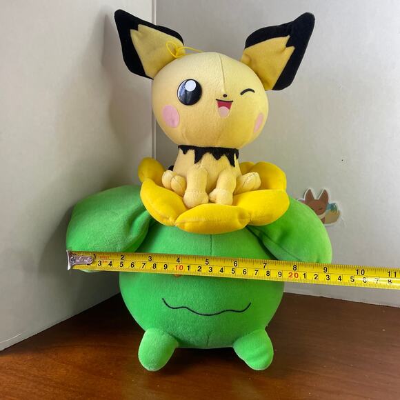 Pokemon Plush Pichu Skiploom DX Friends Big Banpresto 2001 UFO Prize Stuffed Toy - Picture 4 of 12